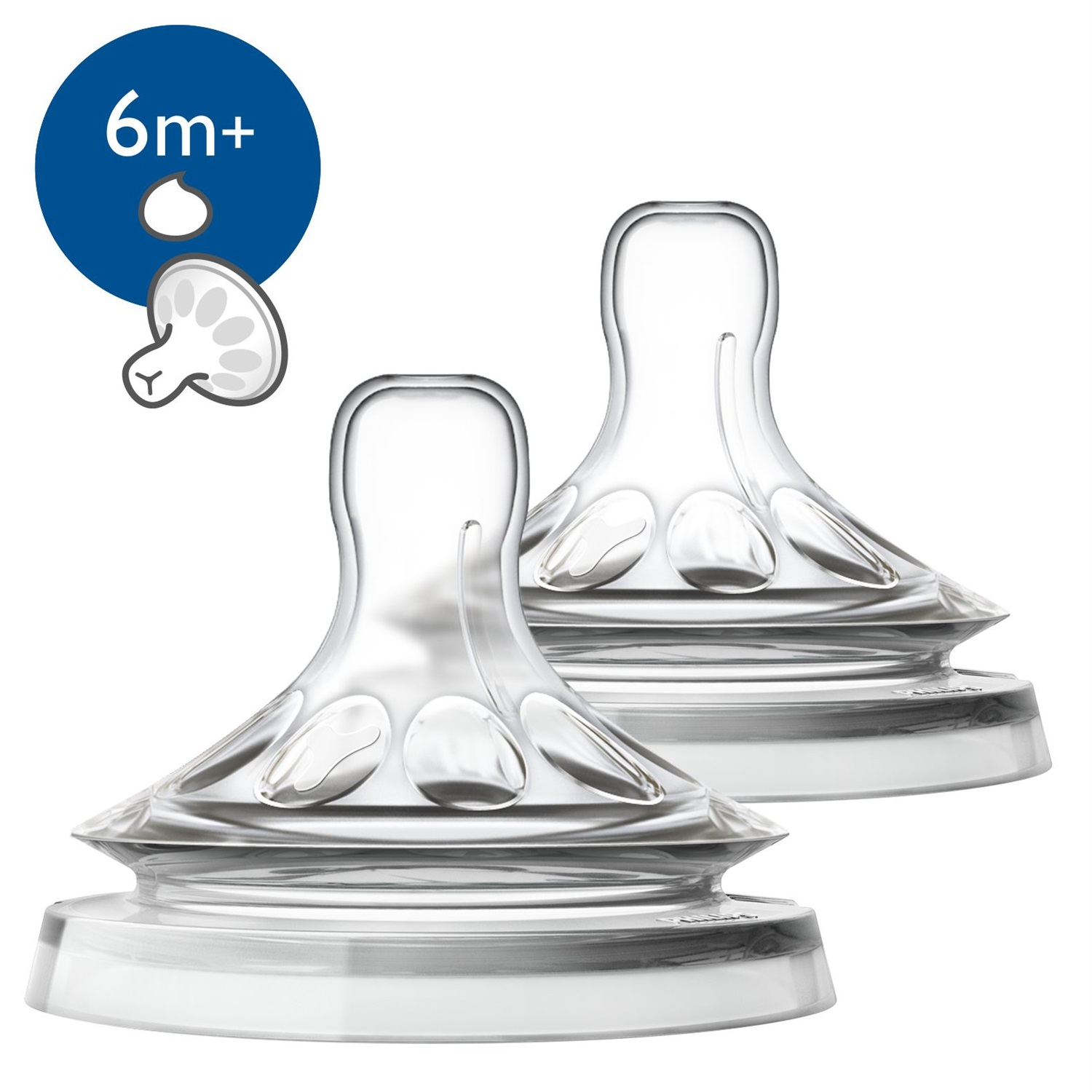 Philips AVENT SCF046/27 Tettarella Natural 6M in Silicone Morbido - 2 Pezzi con Fessura a Y per Liquidi Densi