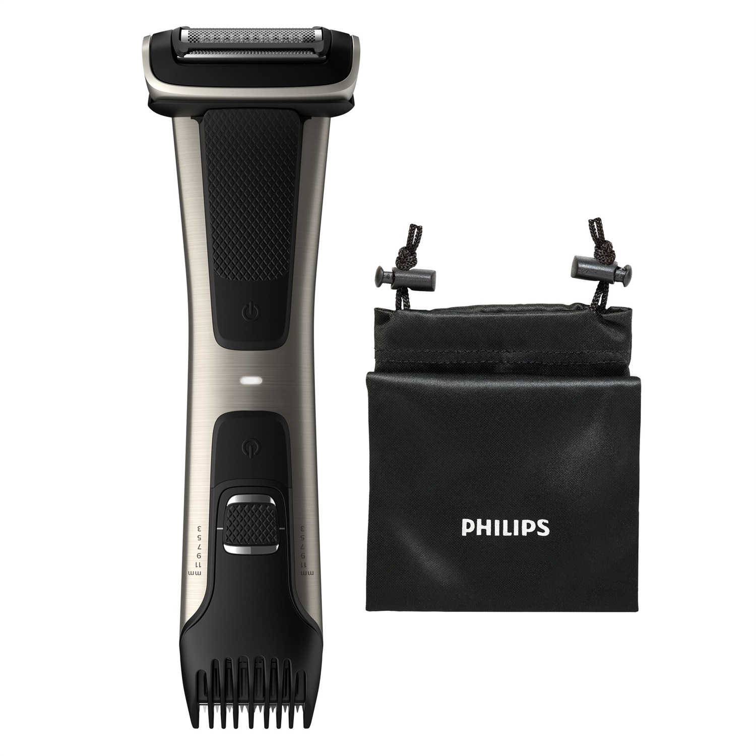 Philips Bodygroom Series 7000 BG7025/15 - Rifinitore impermeabile Wet&Dry per corpo e inguine, Testina 4D, Pettini Regolabili 3-11 mm, Autonomia fino a 80 min