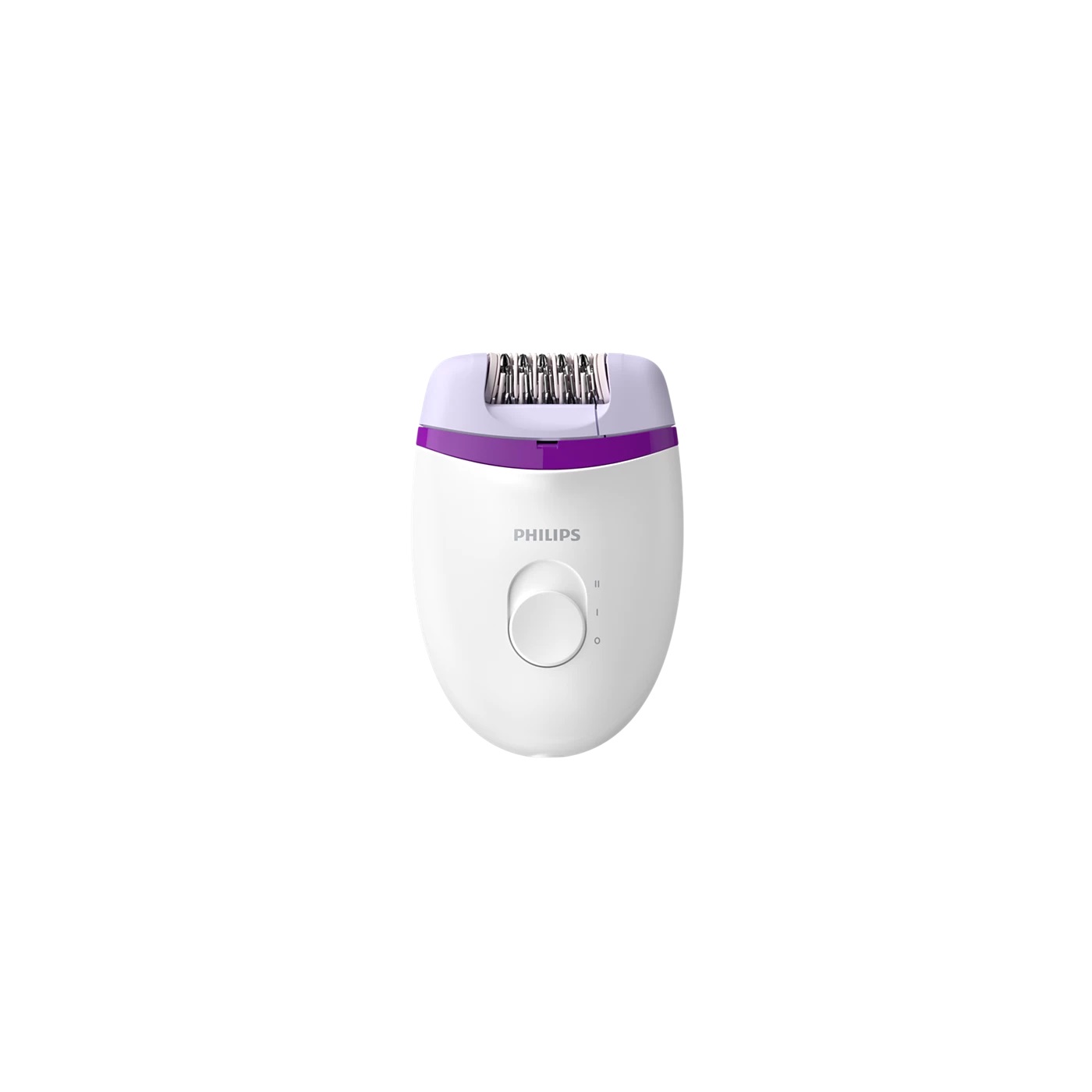 Philips Satinelle Essential BRE225/00 Epilatore Elettrico Compatto con Filo per Gambe, Bianco/Viola, 2 Velocità, Testina Lavabile