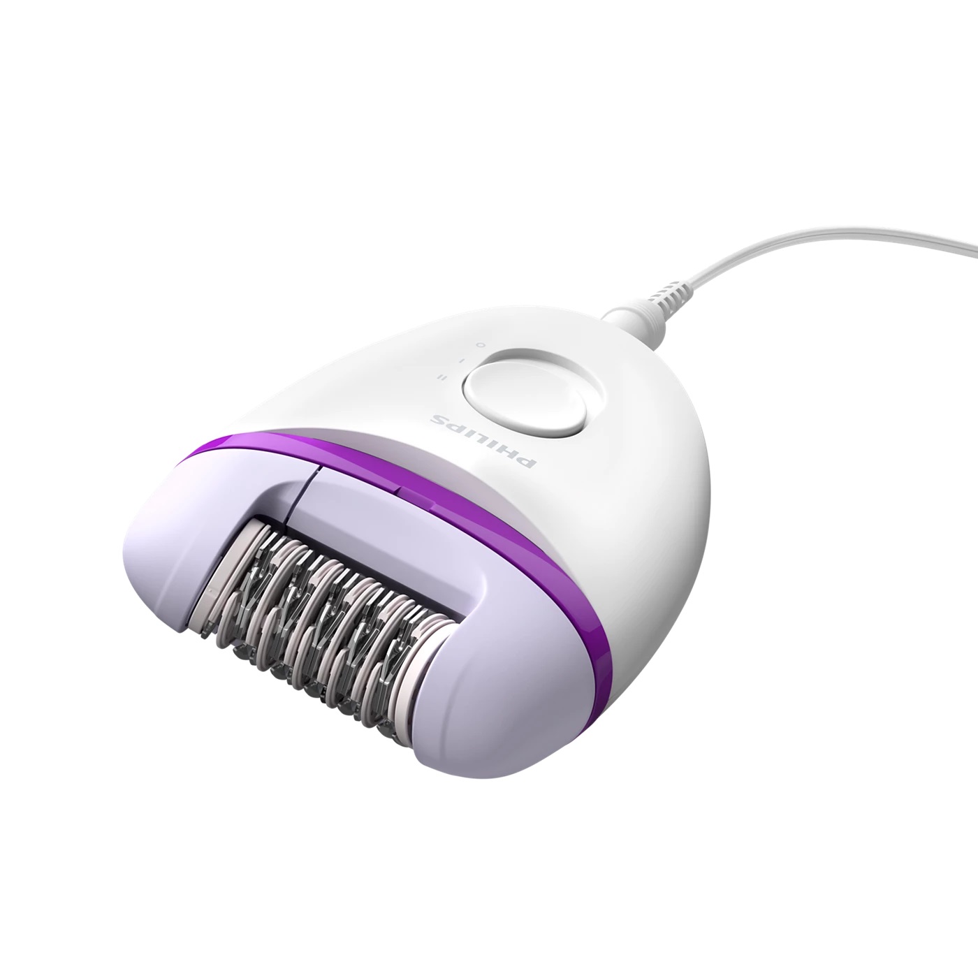 Philips Satinelle Essential BRE225/00 Epilatore Elettrico Compatto con Filo per Gambe, Bianco/Viola, 2 Velocità, Testina Lavabile