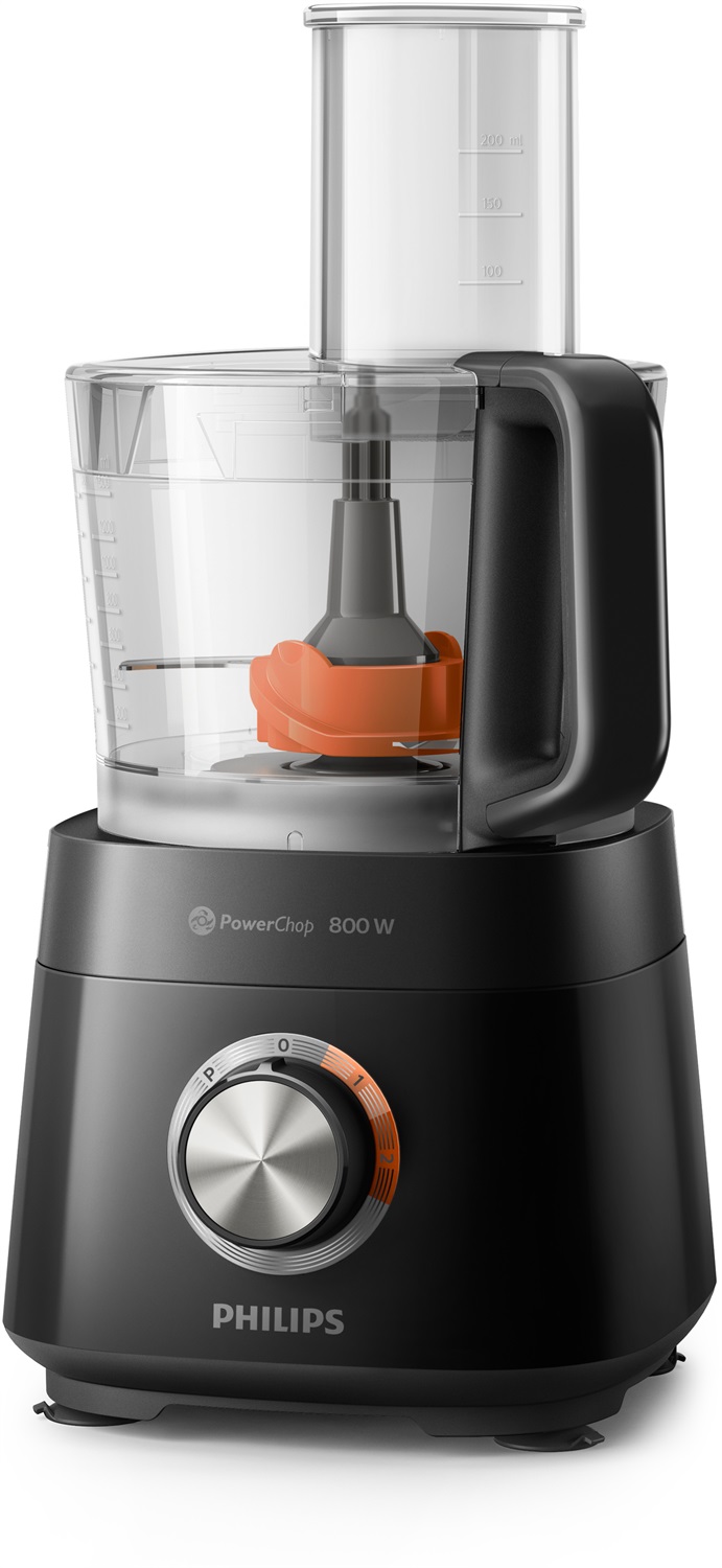 Philips Viva Collection Robot da Cucina Compatto HR7510/10 - 800W, 29 Funzioni, 2.1L, PowerChop, Lama in Acciaio Inossidabile