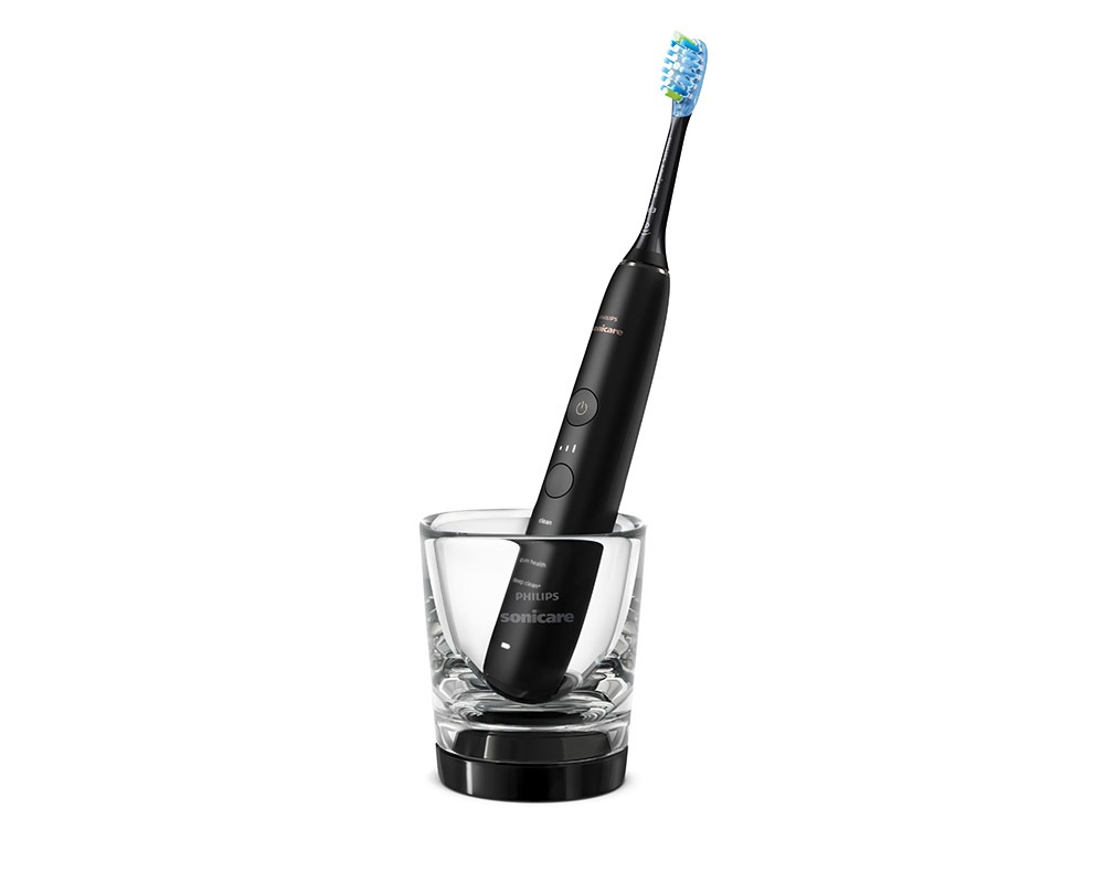 Philips DiamondClean 9000 HX9914/57 Spazzolino Elettrico Sonico con App, 2 Spazzolini Bianco e Nero, 4 Modalità di Pulizia, Testina C3 Premium