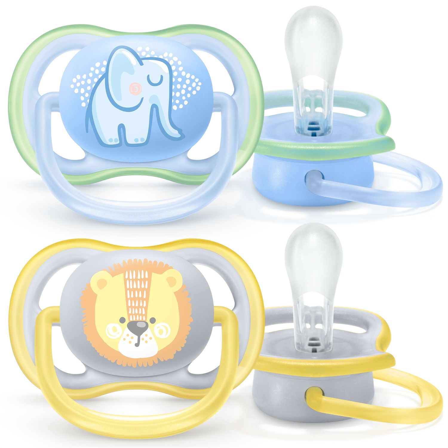 Philips AVENT Ultra Air Succhietto Elefante/Leone Maschio 0-6 Mesi - 2 Pezzi