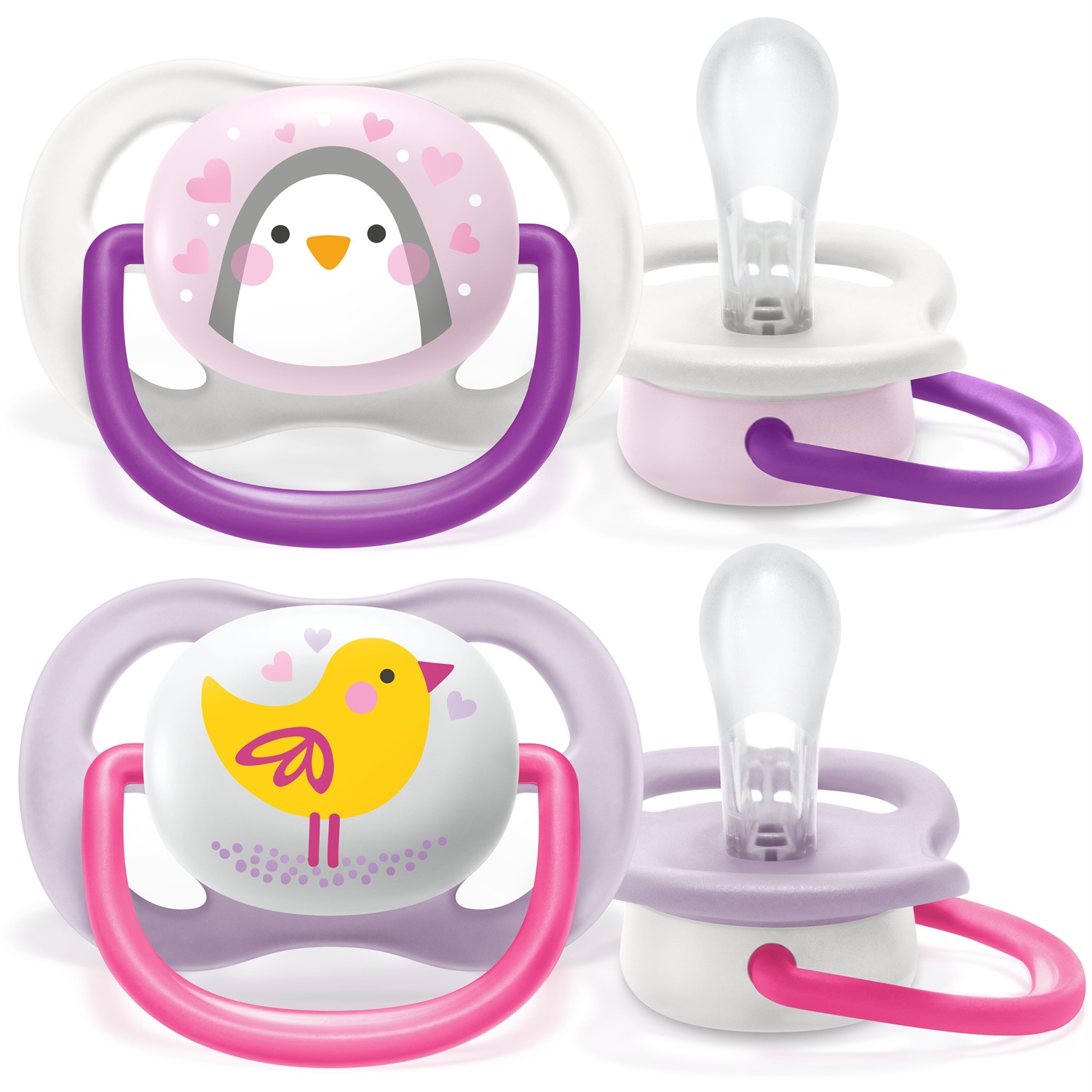Philips Avent Ultra Air Succhietto Animali Pinguino/Uccello Femmina 0-6 Mesi - 2 Pezzi