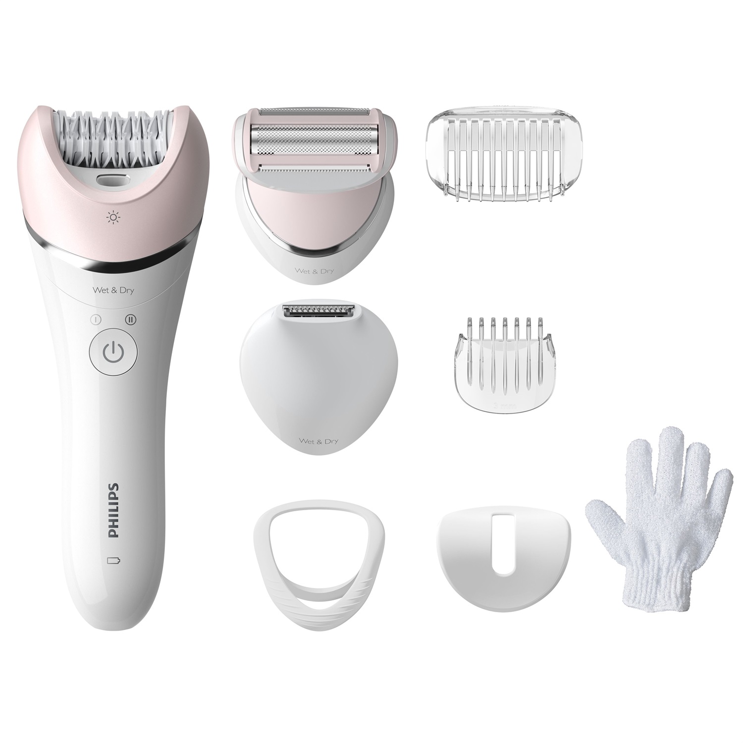 Philips Epilator Series 8000 BRE721/00 - Epilatore Wet & Dry per gambe e corpo, funzionamento senza filo, 8 accessori inclusi