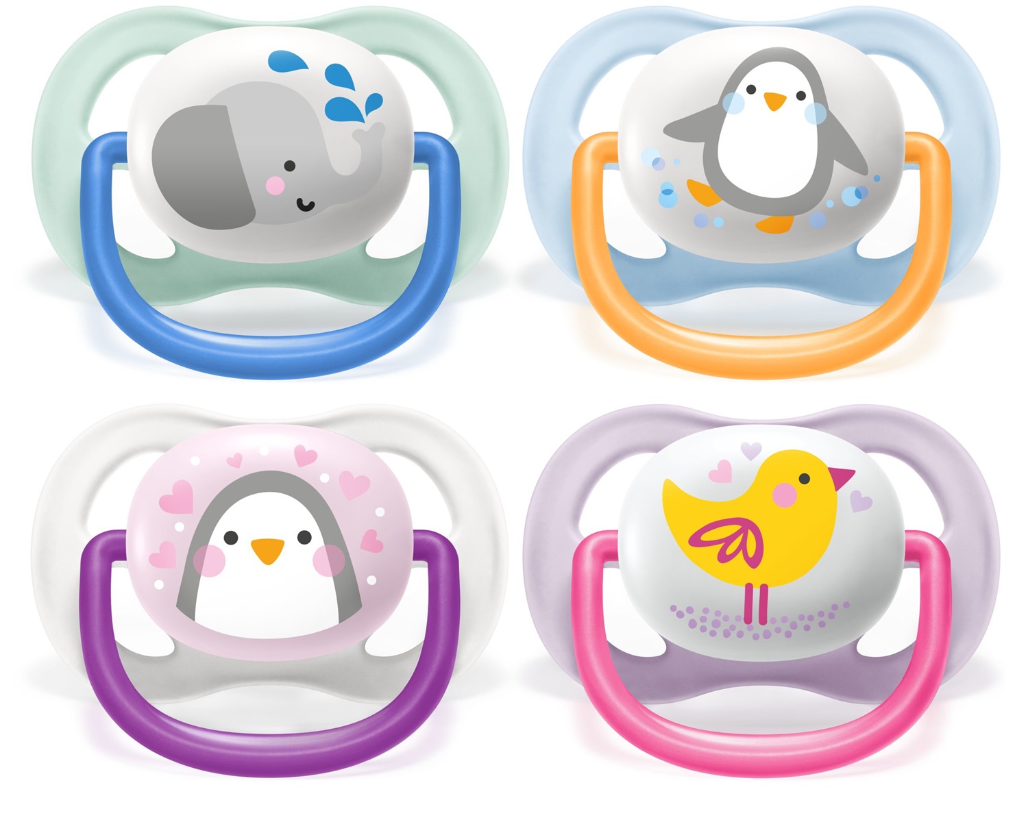 Philips AVENT Succhietto Ultra Air Collection 0-6 Mesi, 2 Pezzi, Design Animali, Silicone Alimentare, Fori Extra Large
