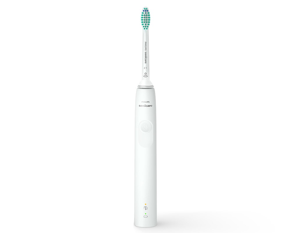 Philips Sonicare Spazzolino Elettrico Sonico Serie 3100 Bianco HX3671/13 con Sensore di Pressione, SmarTimer e QuadPacer