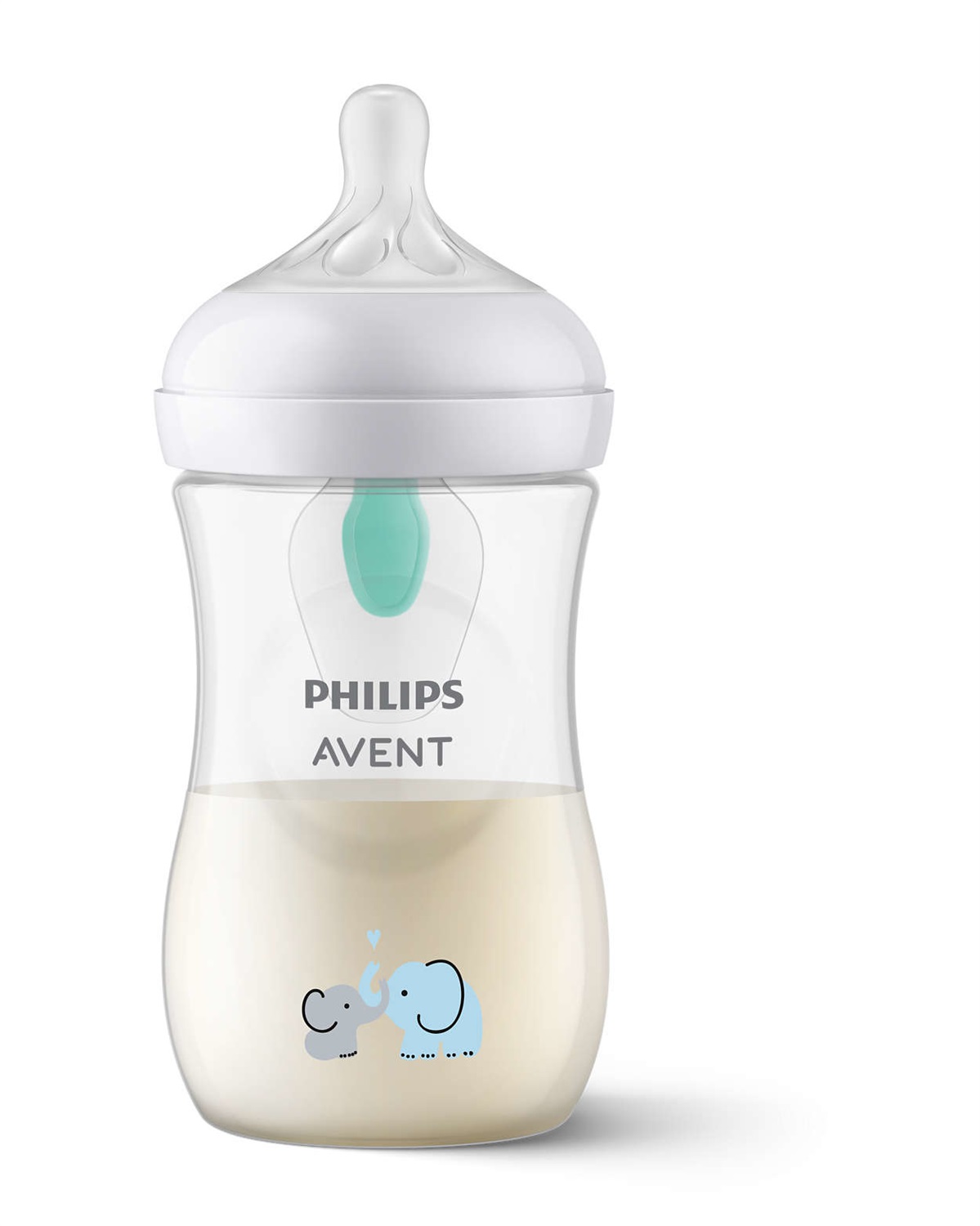 Philips AVENT Biberon Natural Response SCY673/81 con Valvola AirFree 260ml per Neonati 1m - Motivo Elefante, Senza BPA