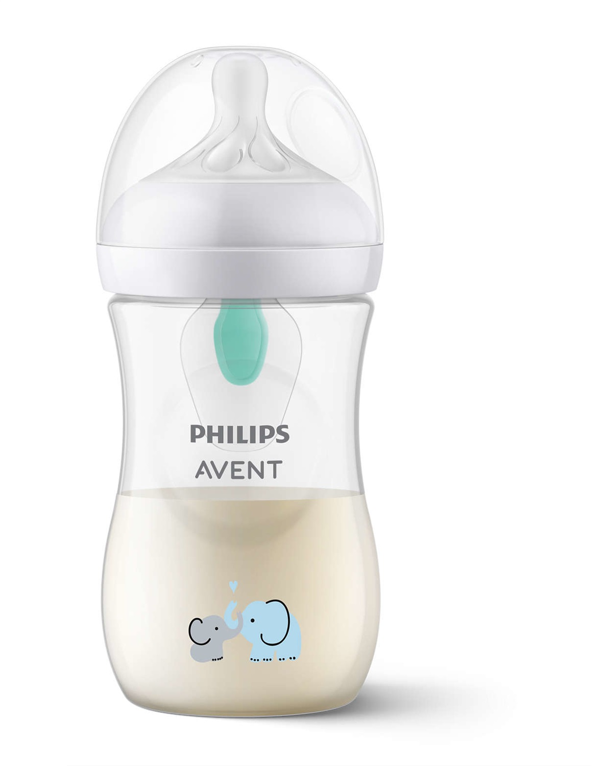Philips AVENT Biberon Natural Response SCY673/81 con Valvola AirFree 260ml per Neonati 1m - Motivo Elefante, Senza BPA