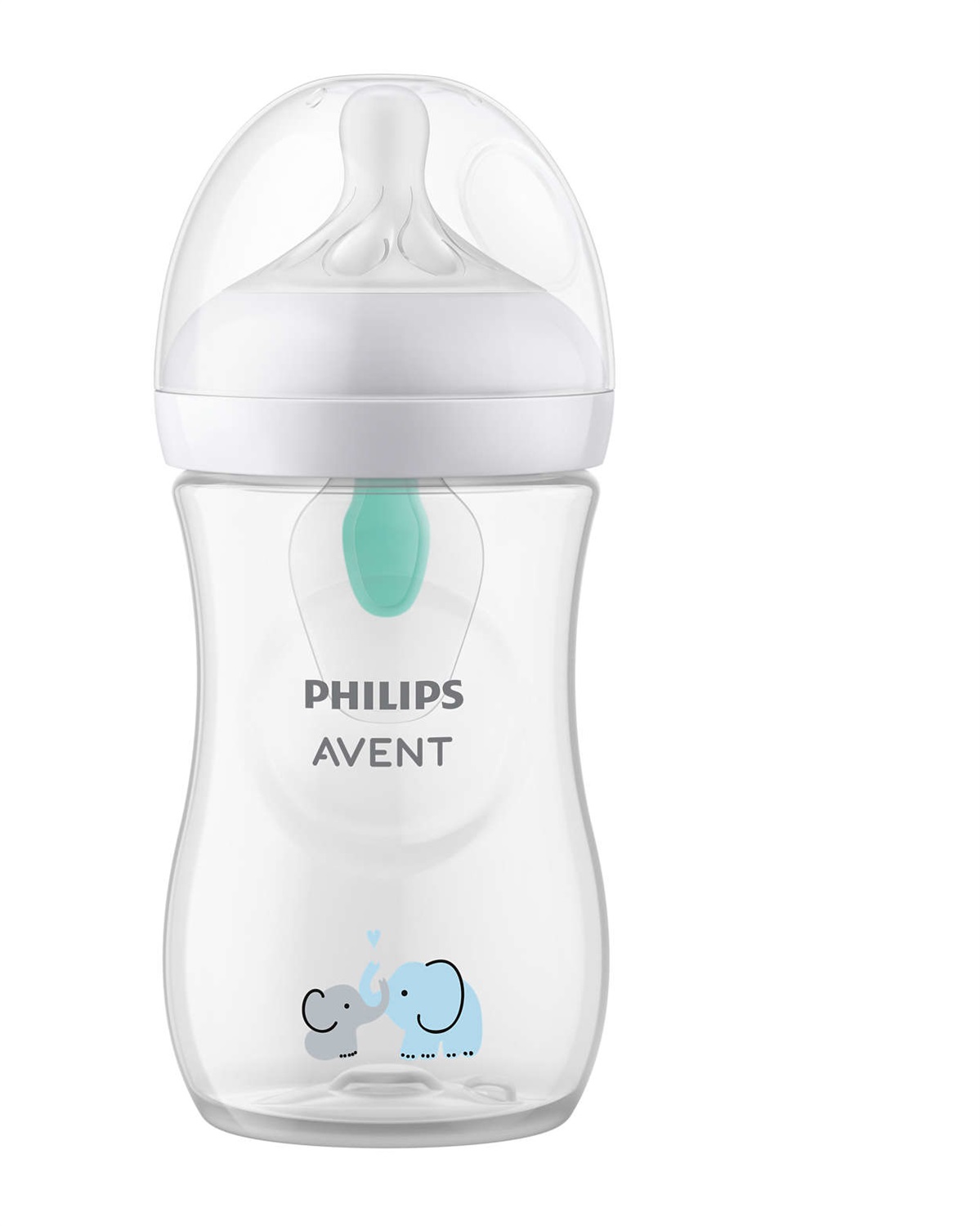 Philips AVENT Biberon Natural Response SCY673/81 con Valvola AirFree 260ml per Neonati 1m - Motivo Elefante, Senza BPA