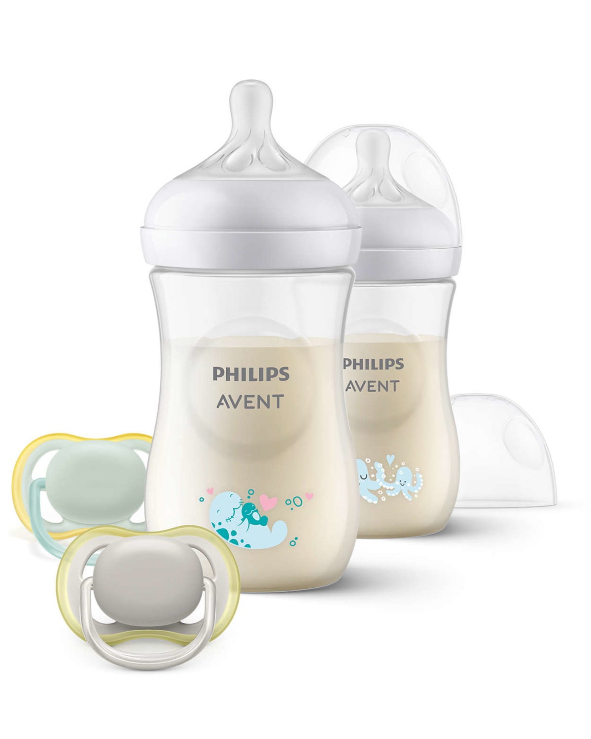 Philips AVENT Natural Response SCD837/11 Giftset - Set Biberon e Succhietti per Neonati 0-6 mesi con Decorazioni Mare