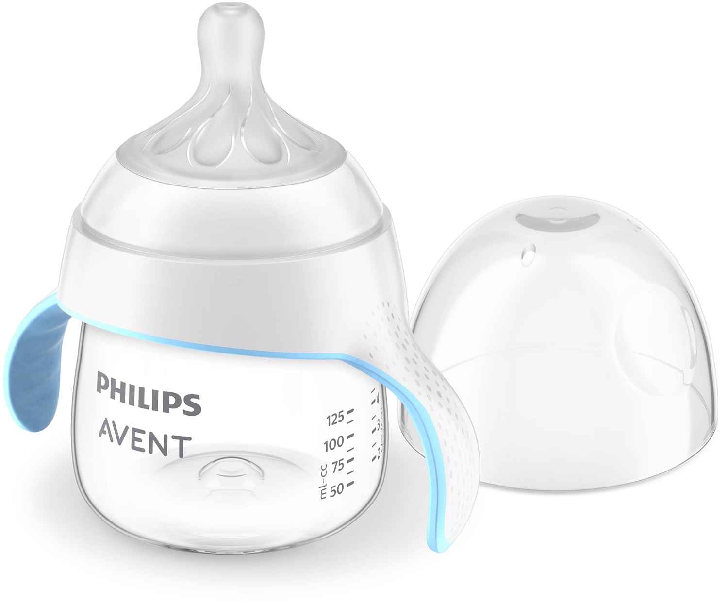 Philips AVENT Bicchiere Evolutivo Natural SCF263/61 - 125 ml, Valvola Anticolica, Manici Morbidi, da 4 Mesi