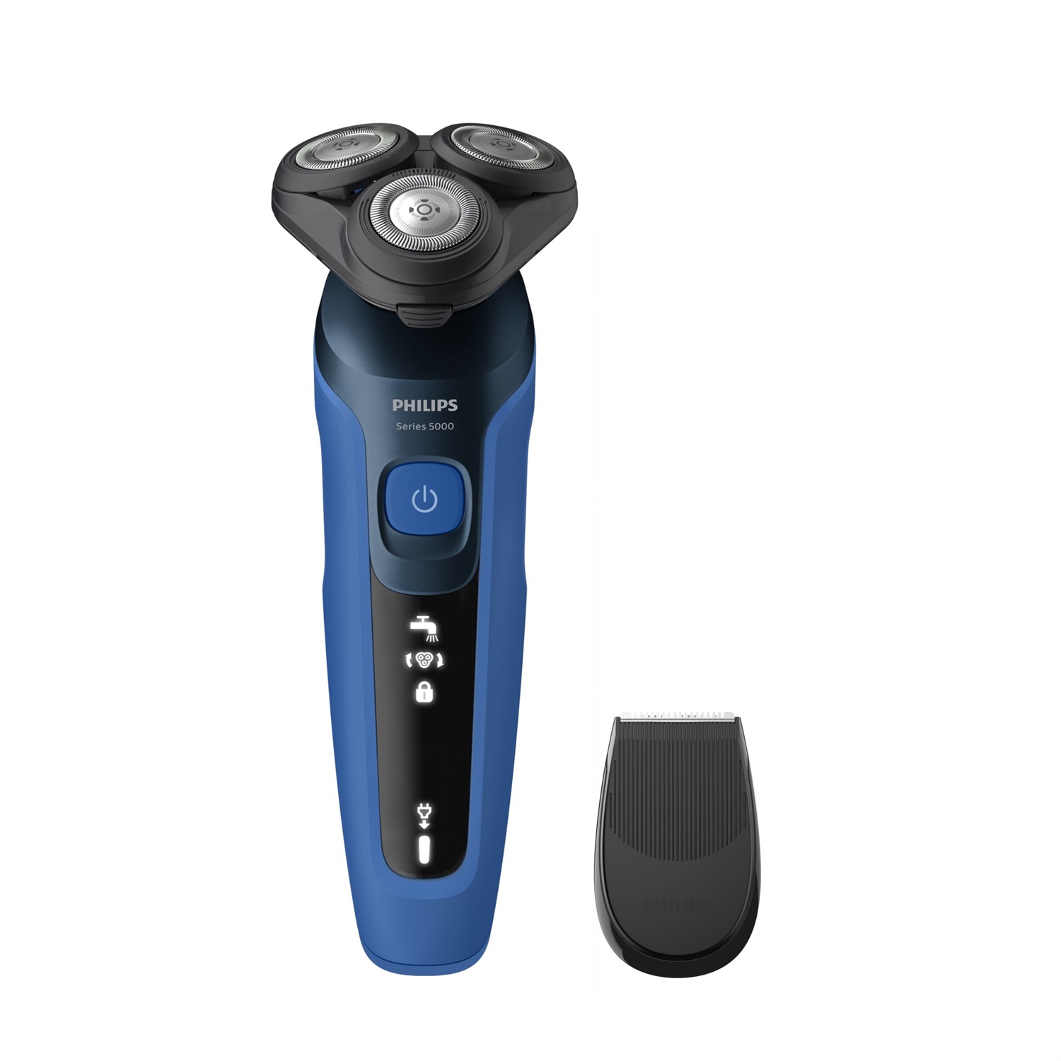 Philips SHAVER Series 5000 S5466/17 Rasoio elettrico Wet & Dry con testine rotanti, ricaricabile, autonomia 50 min, ricarica rapida, lame ComfortTech