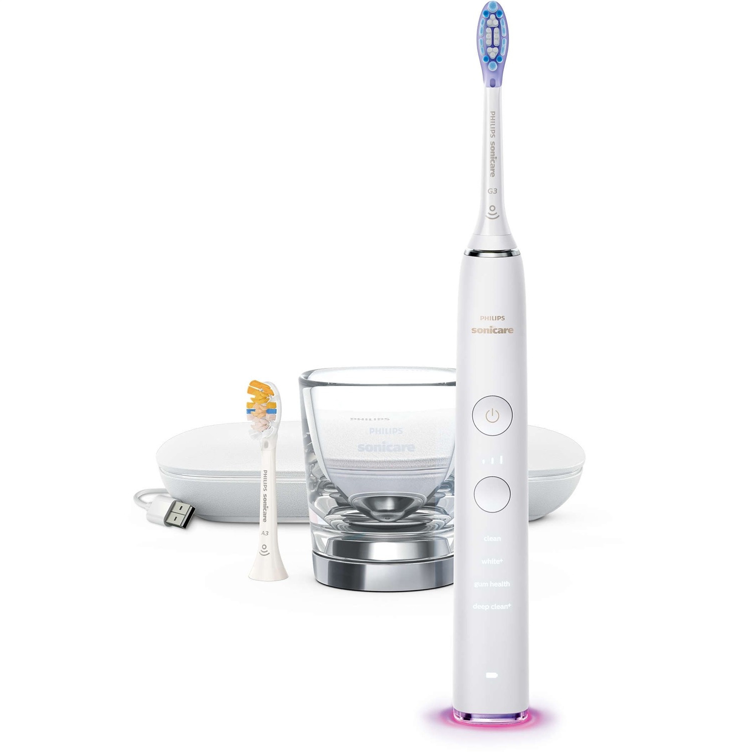 Philips Sonicare DiamondClean Smart 9400 Spazzolino Elettrico Sonico Bianco con App, Sensore di Pressione, Custodia da Viaggio - Modello HX9917/88