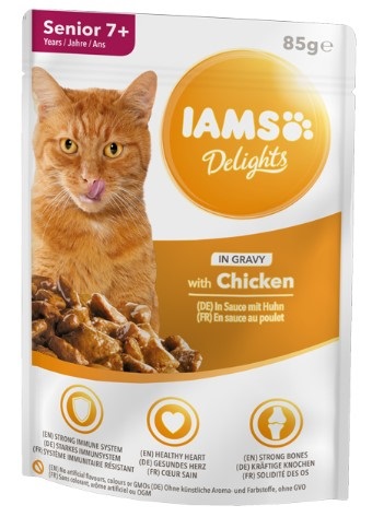 IAMS Delights Cibo Umido per Gatti Adulto e Senior con Pollo in Salsa - 85 g
