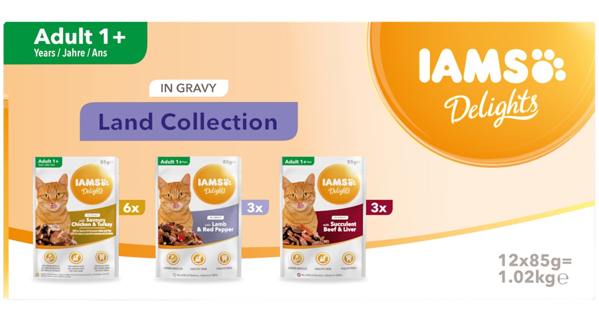 IAMS Delights Adult cibo umido per gatti in Salsa - 85 g, Multipack con Varietà di Gusti