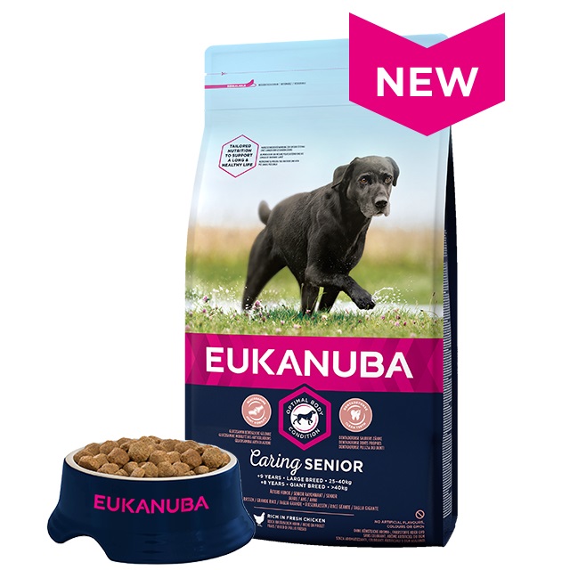 Eukanuba Caring Senior Large Breed Pollo - Cibo Secco per Cani Anziani di Taglia Grande, 15 kg