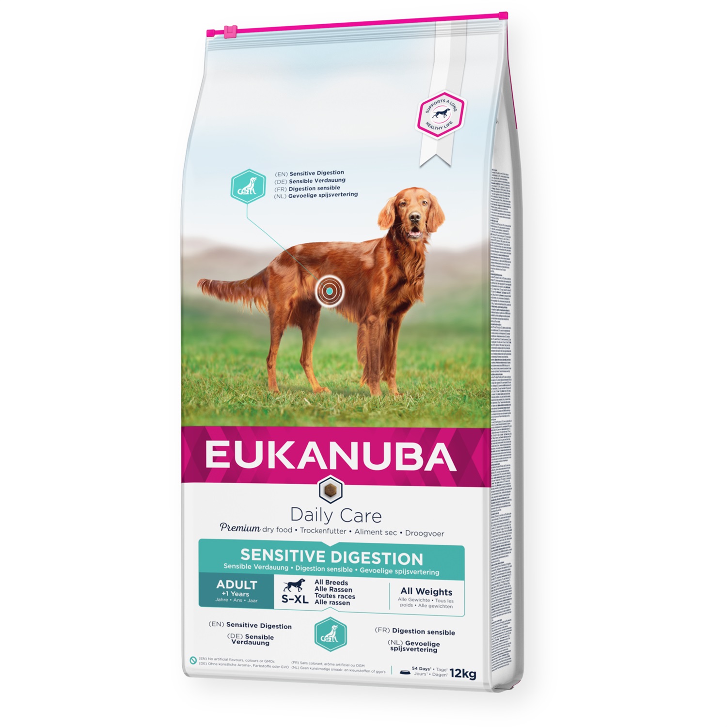 Eukanuba Daily Care Alimento Secco per Cani Adulti con Difficoltà Digestive - 12 kg, Pollo Fresco e Riso, Ingredienti Digeribili