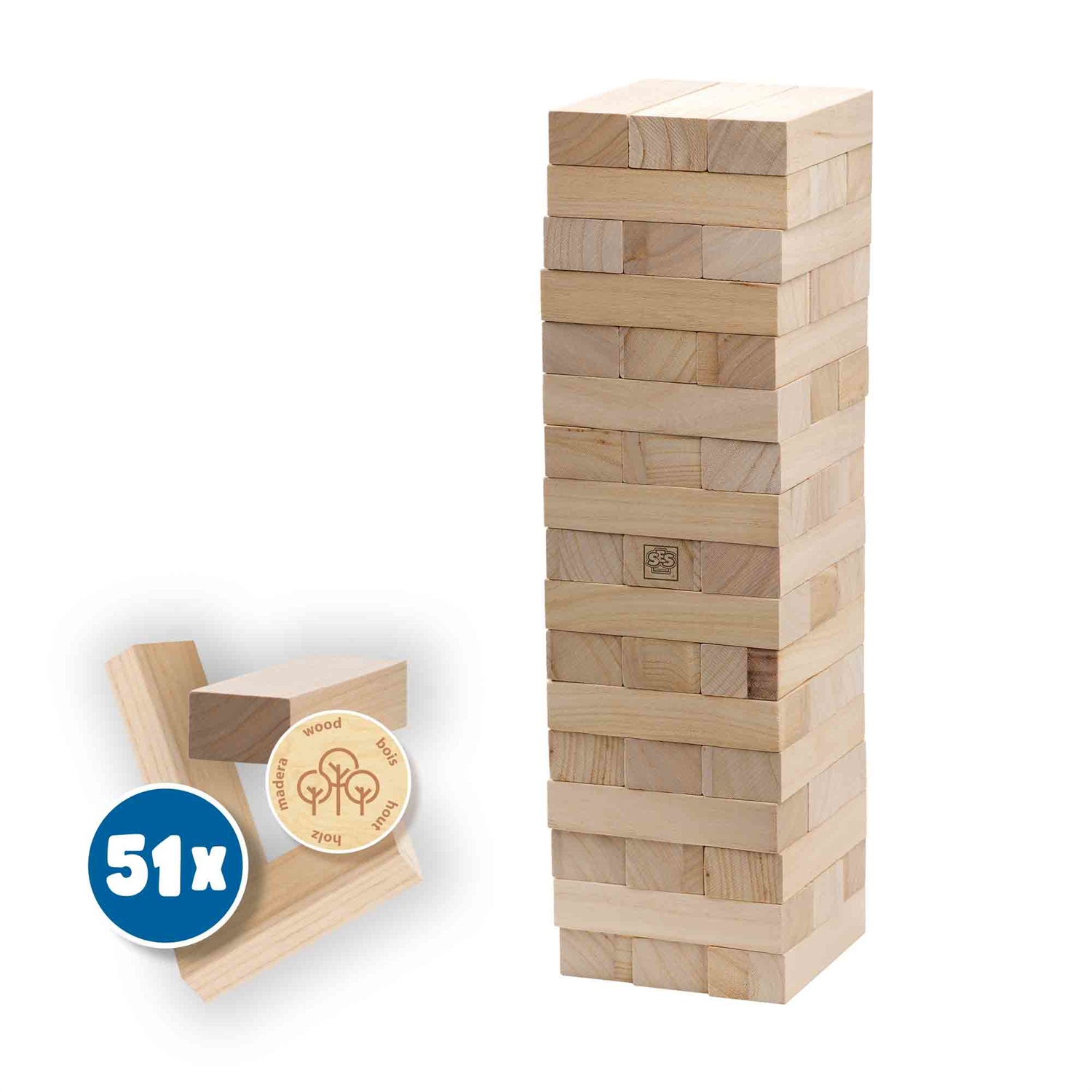 SES Creative Tumbling Tower XXL - Gioco di abilità motoria fine in legno, promuove pensiero critico e strategia