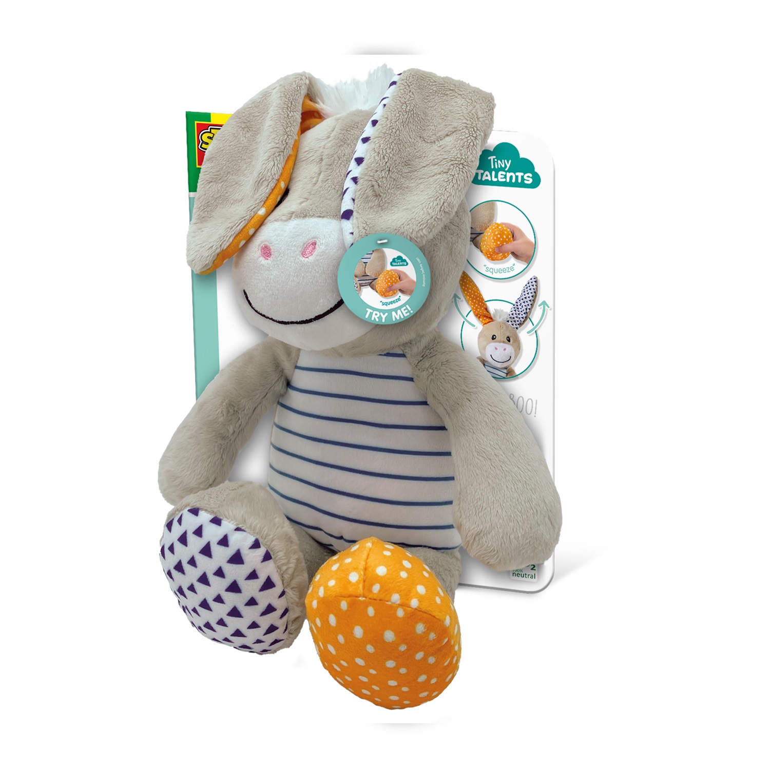 SES Creative Donkey - Coperta in peluche interattiva con gioco del peekaboo
