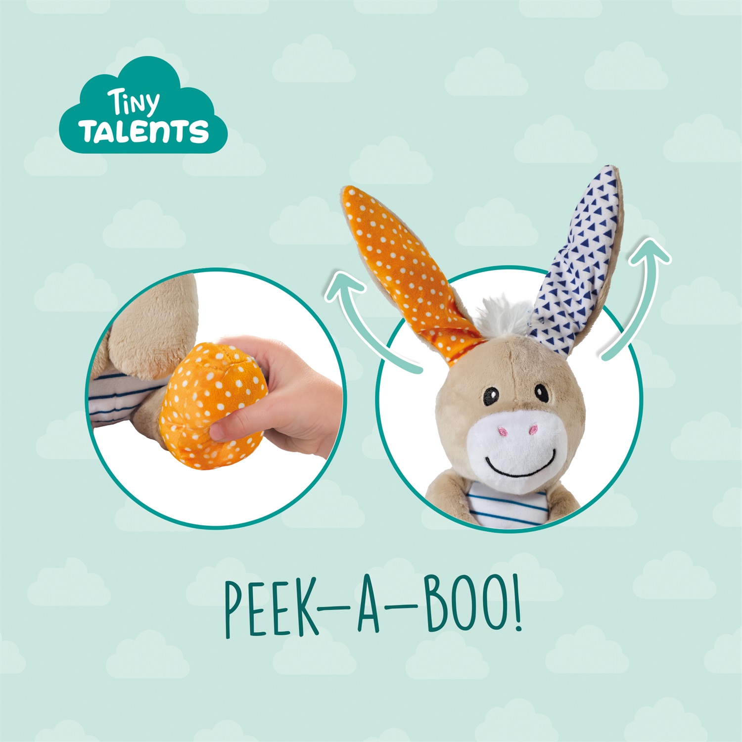 SES Creative Donkey - Coperta in peluche interattiva con gioco del peekaboo