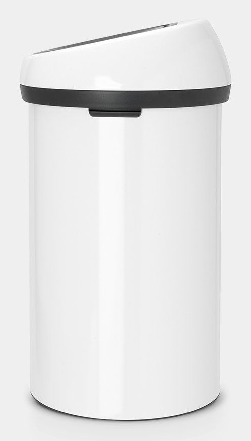Brabantia Pattumiera Touch Bin 60L in Acciaio Inossidabile Bianco con Coperchio Ammortizzato