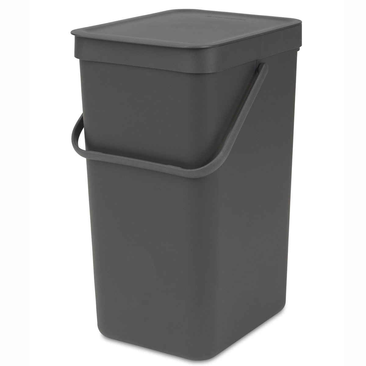 Brabantia Sort & Go Bidone per la Spazzatura 16L Grigio con Coperchio, Maniglia e Supporto Murale Inclusi