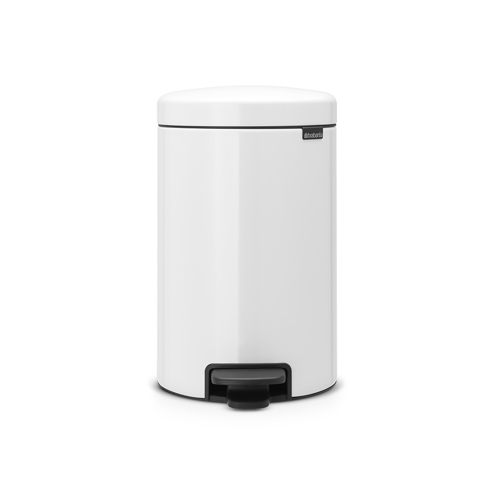 Brabantia NewIcon Pattumiera a Pedale Bianco 12 Litri - 24x32,5x40 cm, Acciaio Inox, Chiusura Ammortizzata, Secchio Interno Estraibile