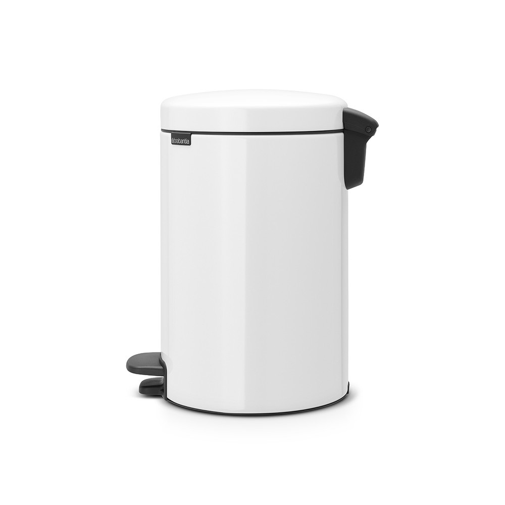 Brabantia NewIcon Pattumiera a Pedale Bianco 12 Litri - 24x32,5x40 cm, Acciaio Inox, Chiusura Ammortizzata, Secchio Interno Estraibile