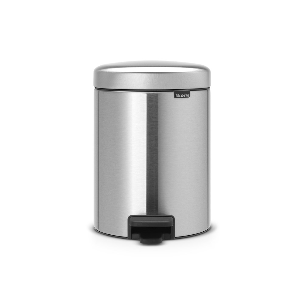 Brabantia NewIcon Pattumiera a Pedale 5 L in Acciaio Inox Satinato con Coperchio Anti-Odori e Secchio Interno Rimovibile