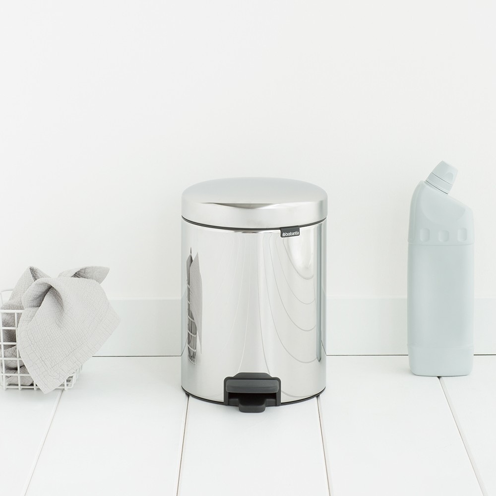 Brabantia Pattumiera a Pedale NewIcon 5 Litri Inox Lucido con Chiusura Ammortizzata