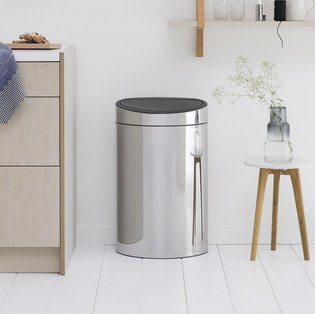 Brabantia Touch Bin New Pattumiera 40L Inox Lucido - Apertura Soft Touch e Design Salva-Spazio