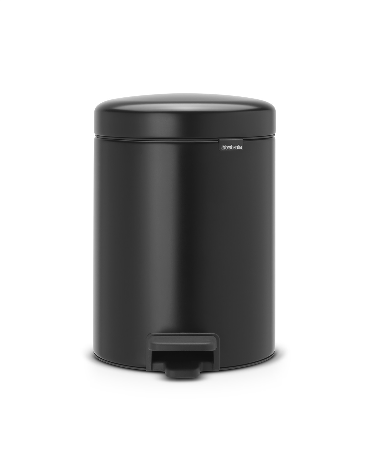 Brabantia NewIcon Pattumiera a Pedale 5 lt - Nero Opaco, Secchio Interno Rimovibile, Chiusura Ammortizzata e Anti-Odori