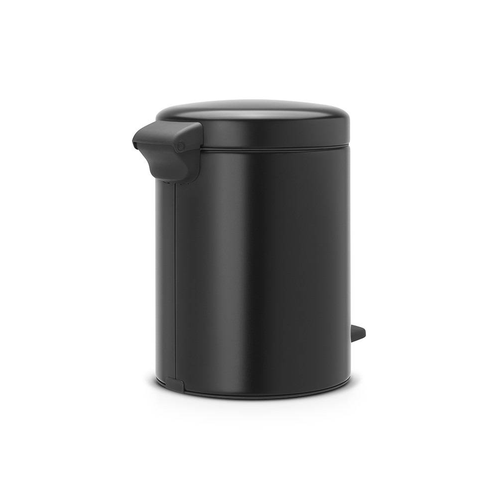 Brabantia NewIcon Pattumiera a Pedale 5 lt - Nero Opaco, Secchio Interno Rimovibile, Chiusura Ammortizzata e Anti-Odori