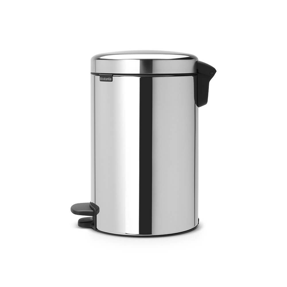 Brabantia Pattumiera a Pedale NewIcon 12L in Acciaio Inox Lucido - Rotondo, Dimensioni 24x32,5x40 cm