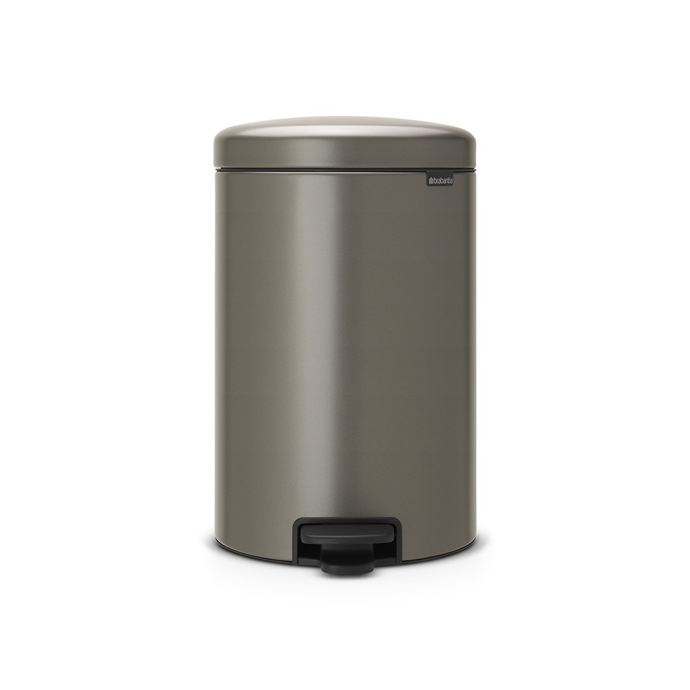 Brabantia NewIcon Pattumiera a Pedale Platinum 20L - Apertura Ammortizzata, Secchio Interno Rimovibile, Anti-Odori