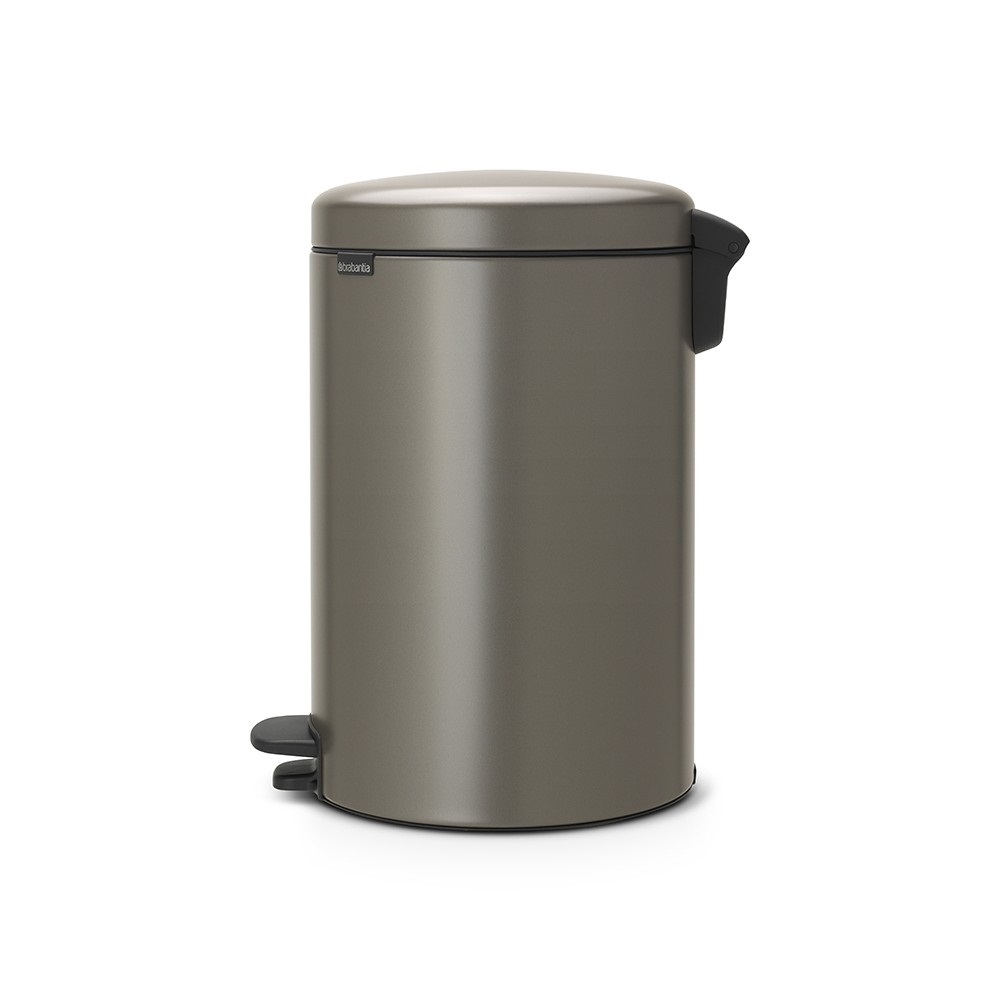 Brabantia NewIcon Pattumiera a Pedale Platinum 20L - Apertura Ammortizzata, Secchio Interno Rimovibile, Anti-Odori