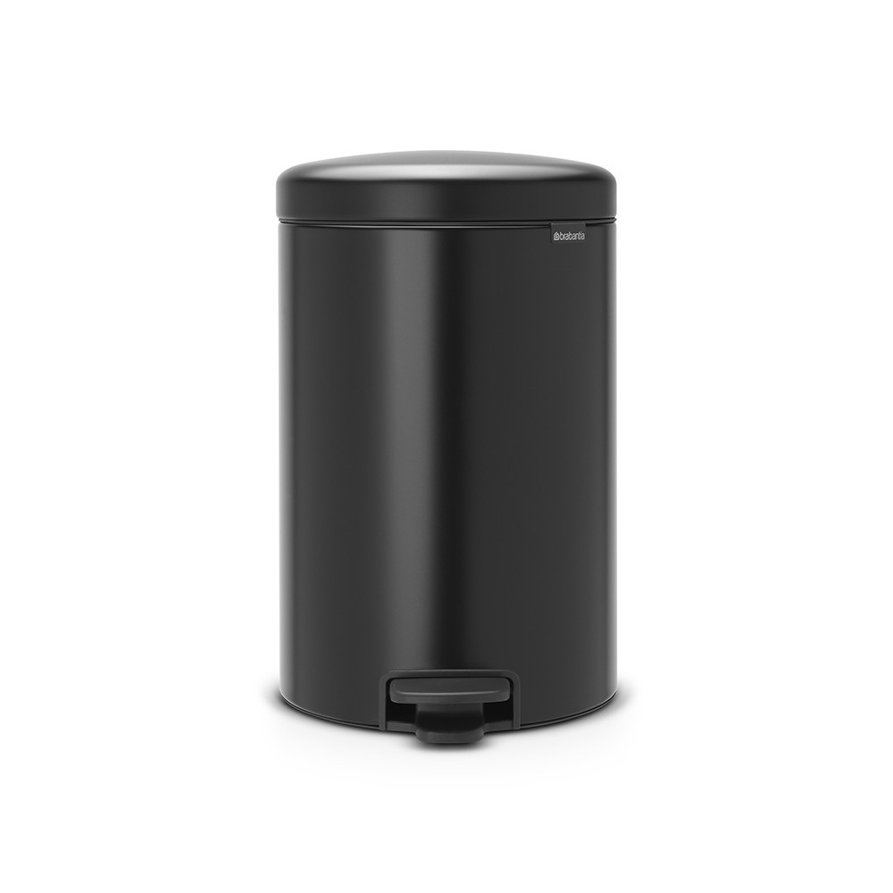 Brabantia Pattumiera a Pedale NewIcon 20 L Nero Opaco - Secchio Interno Rimovibile, Chiusura Ammortizzata e Anti-Odori