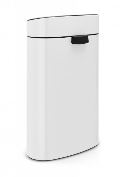 Brabantia Touch Bin New Pattumiera 40 L Bianco - Apertura Soft Touch, Design Salva-Spazio, Secchio Interno Rimovibile