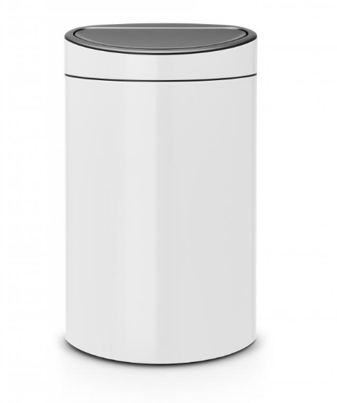 Brabantia Touch Bin New Pattumiera 40 L Bianco - Apertura Soft Touch, Design Salva-Spazio, Secchio Interno Rimovibile