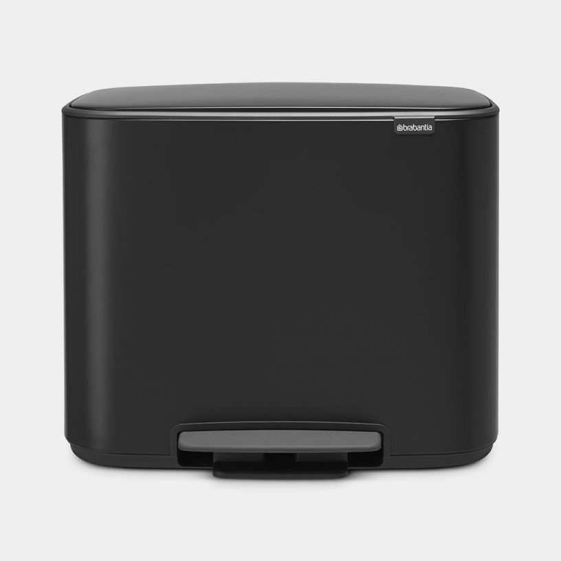 Brabantia Bo Pedal Bin Pattumiera 33L Metallo Nero Opaco con 3 Secchi Rimovibili e Chiusura Antiodori