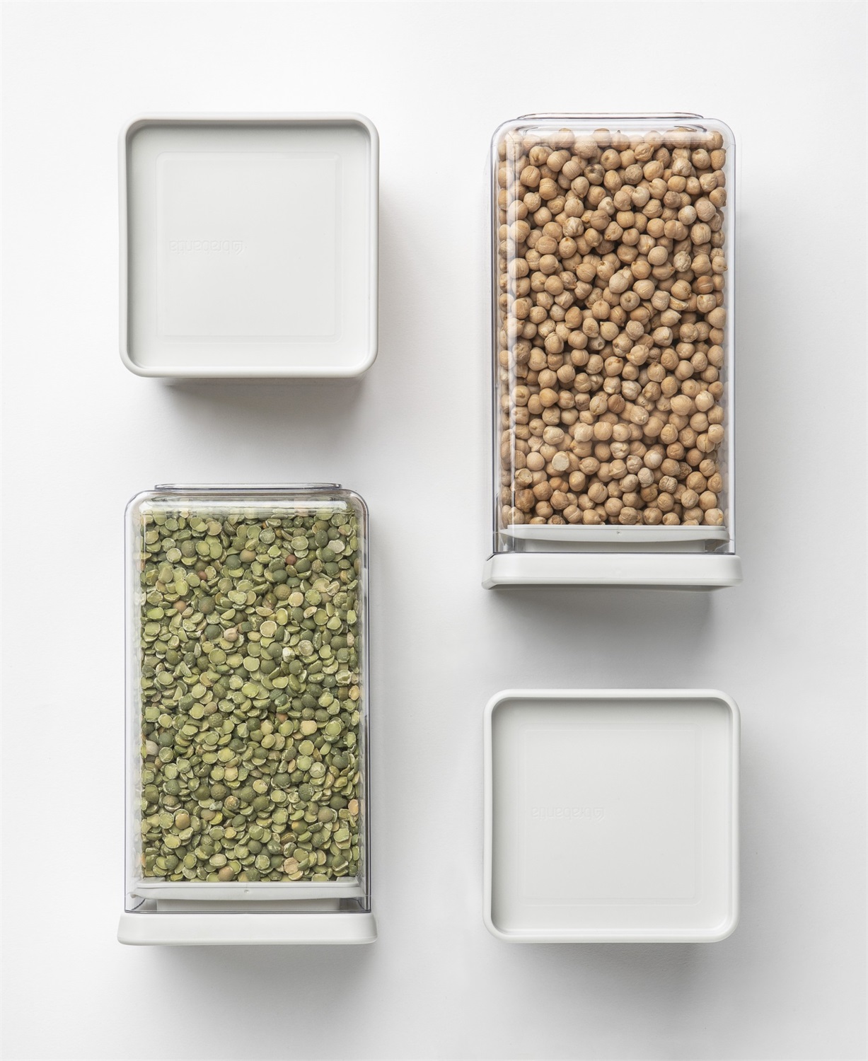 Brabantia Tasty Barattolo Quadrato Impilabile 1.6L in Light Grey - Salvaspazio, Chiusura Ermetica, Facile da Pulire