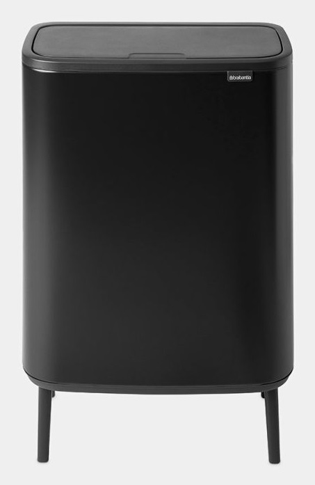 Brabantia Bo Touch Bin Hi Pattumiera 60 Litri - Nero Opaco, Design Salva-spazio con Apertura Soft-Touch