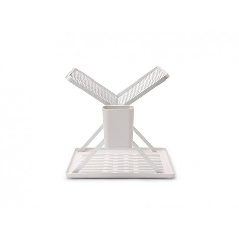 Brabantia Scolapiatti Pieghevole Grigio Chiaro con Vassoio Salvagoccia - Capacità Fino a 13 Piatti