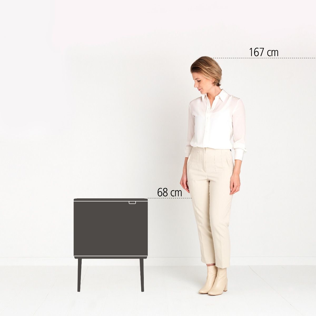 Brabantia Bo Touch Bin Pattumiera Doppio Secchio 23 11L o 3x11L Soft Beige - Apertura Soft-Touch, Secchio Interno Rimovibile, Sacchetti Inclusi, Dimensioni 54 x 31 x 68 cm