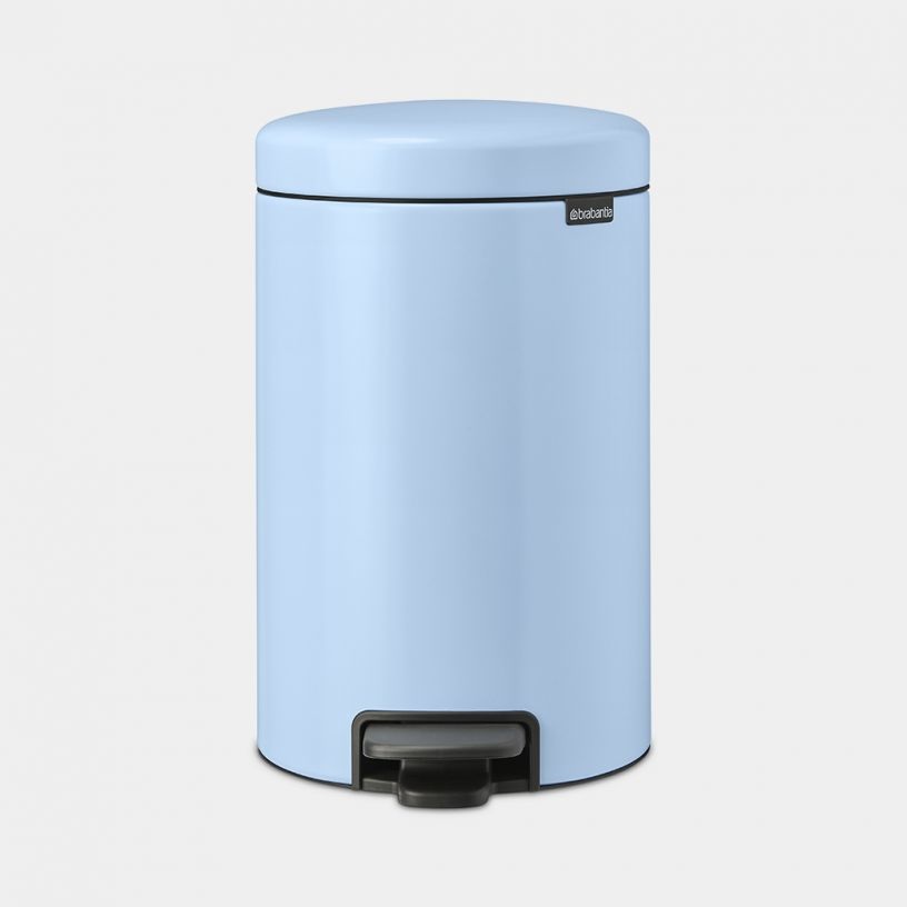 Brabantia NewIcon Pattumiera a Pedale 12L Rotondo Dreamy Blue - Coperchio Soft-Touch, Secchio Rimovibile, Antigraffio