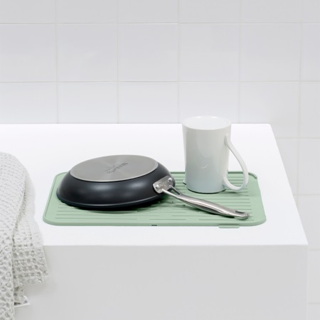 Brabantia Sinkside Tappetino Scolapiatti in Silicone Verde Jade - Pieghevole, Lavabile in Lavastoviglie, 33 x 44 x 1 cm