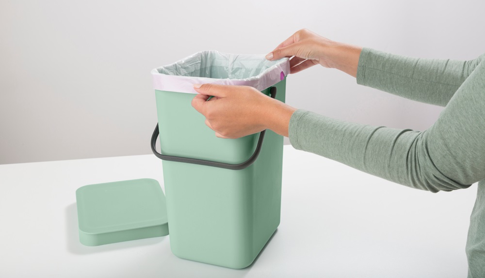 Brabantia Pattumiera Sort & Go 12L - Cestino per Raccolta Differenziata Verde Giada con Coperchio Aperto e Maniglia