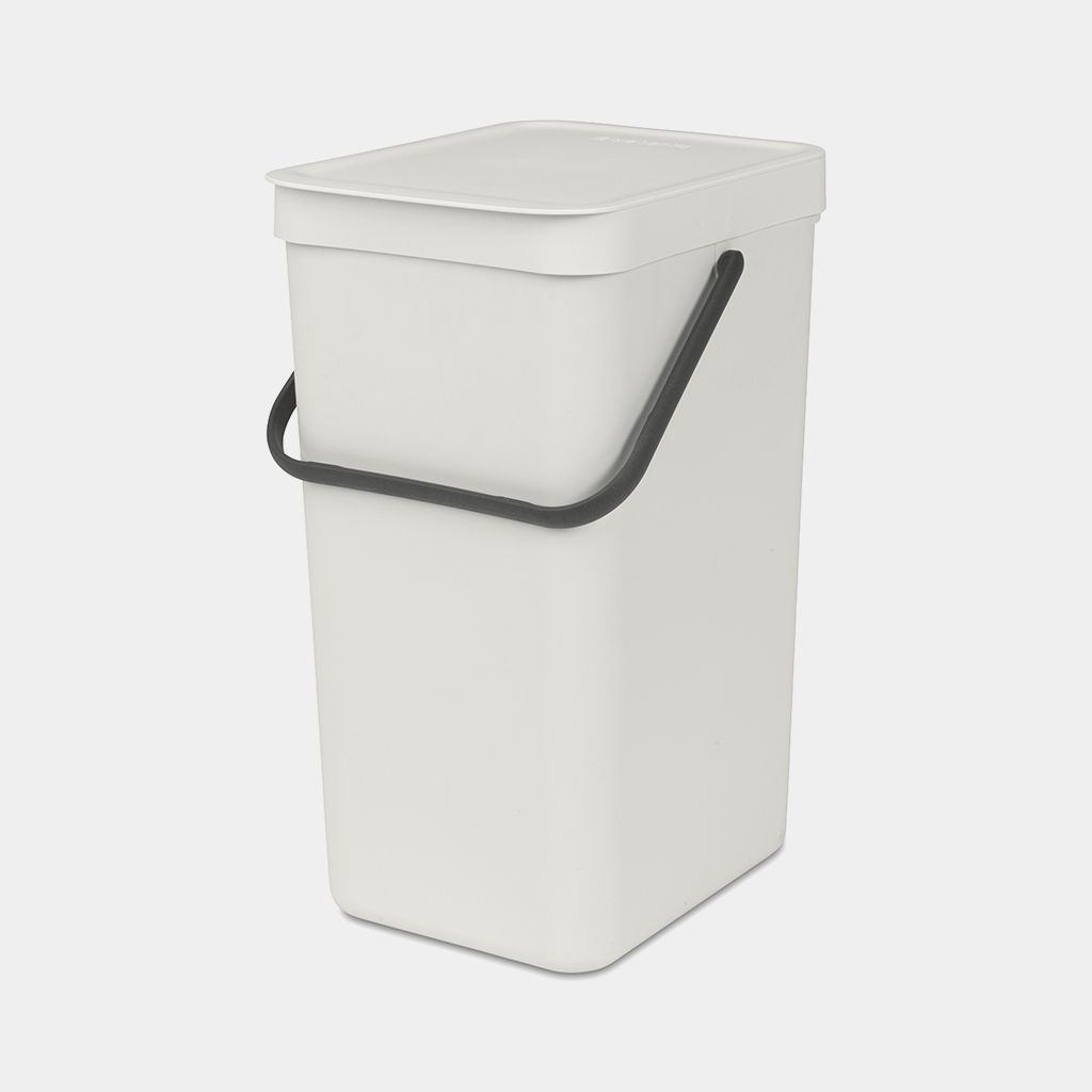 Brabantia Pattumiera Sort & Go 16 Litri Grigio Chiaro - Compatta e Fissabile per Raccolta Differenziata