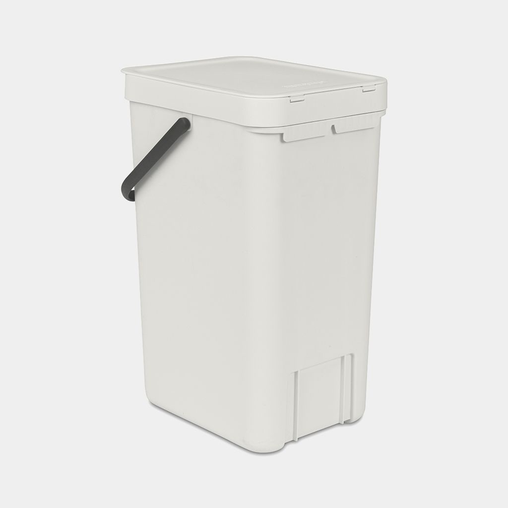 Brabantia Pattumiera Sort & Go 16 Litri Grigio Chiaro - Compatta e Fissabile per Raccolta Differenziata